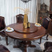 American Style Walnut Luxury Round Dining Table with Turntable Furniture Set