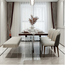 Modern Asian acrylic dining table chair set dining sample room hotel private room dining table luxury home furniture customization Modern Asian acrylic dining table chair set dining sample room hotel private room dining table luxury home furniture customization