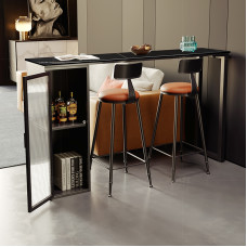 Italian Stone Table Bar Storage Divider Luxury Iron High Stool Table Chair Combination