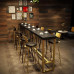 Nordic Luxury Wooden Iron High Bar Table Cafe Bar Wall Bar Table Black Gold Chairs