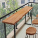 Wooden Balcony Bar Table Wall Narrow Iron Long Table Home Bar Milk Tea Shop High Stool Table Chair Set