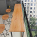 Wooden Balcony Bar Table Wall Narrow Iron Long Table Home Bar Milk Tea Shop High Stool Table Chair Set