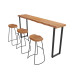 Wooden Balcony Bar Table Wall Narrow Iron Long Table Home Bar Milk Tea Shop High Stool Table Chair Set