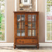 American Wine Cabinet Solid Wood Double Door Cabinet Tempered Glass Edge Cabinet Small Dining Room Storage Cabinet
