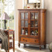 American Wine Cabinet Solid Wood Double Door Cabinet Tempered Glass Edge Cabinet Small Dining Room Storage Cabinet