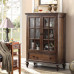 American Wine Cabinet Solid Wood Double Door Cabinet Tempered Glass Edge Cabinet Small Dining Room Storage Cabinet