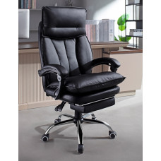 Genuine Leather Office Chair Ergonomic Backrest Reclining Computer Chair Comfortable for Long Sitting
