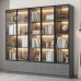 Customized Bookshelf with Glass Door Wall to Ceiling in Modern Living Room Customized Bookshelf with Glass Door Wall to Ceiling in Modern Living Room