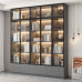 Customized Bookshelf with Glass Door Wall to Ceiling in Modern Living Room Customized Bookshelf with Glass Door Wall to Ceiling in Modern Living Room