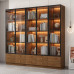 Customized Bookshelf with Glass Door Wall to Ceiling in Modern Living Room Customized Bookshelf with Glass Door Wall to Ceiling in Modern Living Room