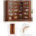 American Solid Wood Bookcase with Glass Door Floor Home Dustproof Shelving Storage Cabinet Living Room Display Cabinet Wall Integrated
