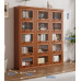 American Solid Wood Bookcase with Glass Door Floor Home Dustproof Shelving Storage Cabinet Living Room Display Cabinet Wall Integrated