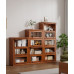 American Solid Wood Bookcase with Glass Door Floor Home Dustproof Shelving Storage Cabinet Living Room Display Cabinet Wall Integrated