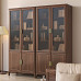 New Chinese Black Walnut Solid Wood Bookcase Set Floor Minimalist Bookshelf with Glass Door Storage Cabinet