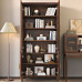 New Chinese Black Walnut Solid Wood Bookcase Set Floor Minimalist Bookshelf with Glass Door Storage Cabinet