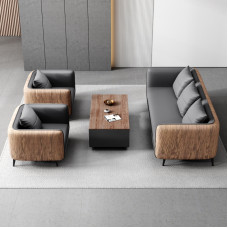 ThreeSeater Wooden Sofa Set for Business Office Reception ThreeSeater Wooden Sofa Set for Business Office Reception