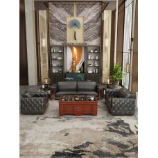 Italian Leather Office Sofa Tea Table Reception Set for Business Italian Leather Office Sofa Tea Table Reception Set for Business
