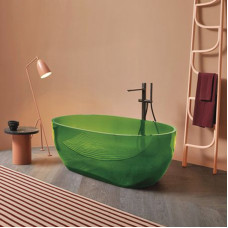 Translucent Green Artificial Stone Double Adult Bathtub Villa