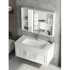 Space Aluminum Bathroom Cabinet Suite Modern Minimalist Bathroom Wash Basin Sink Vanity Mirror Cabinet Small Bathroom Hand Wash Basin Pool