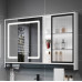 Intelligent Bathroom Cabinet WallMounted Mirror Cabinet with Wooden Structure and Glass Door Layers Panel Lights and Defogging Mirror