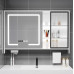 Intelligent Bathroom Cabinet WallMounted Mirror Cabinet with Wooden Structure and Glass Door Layers Panel Lights and Defogging Mirror