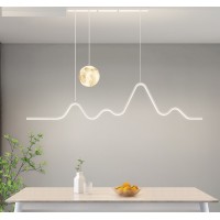 Minimalist Restaurant Chandelier Modern Simple New Creative Atmospheric Moonshaped Long Pendant Lamp