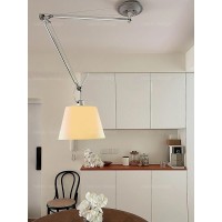 Italian Midcentury Cream Swivel Dining Room Folding Arm Library Bedroom Pendant Lamp