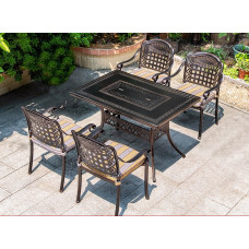 Outdoor Table Chair BBQ Table Cast Aluminum Patio Garden Iron Household Leisure Combination BBQ Table