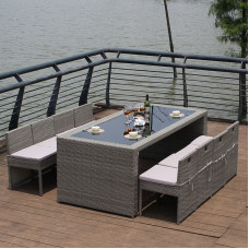 Outdoor Table Chair Patio Set Balcony Relaxation Villa Minimal Modern Storage Rattan Braid Furniture