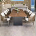 Outdoor Courtyard Table Chairs Set Rattan Wicker Rustic Wood Long Table Waterproof Sunproof