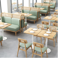 Southeast Asian Rattan Themed Furniture Combo for Customized Cuisine Hot Pot Grill Japanese Restaurant Sofa Booth Southeast Asian Rattan Themed Furniture Combo for Customized Cuisine Hot Pot Grill Japanese Restaurant Sofa Booth