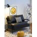 Black Card Seat Rent Apartment Living Room Minimal Iron Leather Double Sofa Black Card Seat Rent Apartment Living Room Minimal Iron Leather Double Sofa