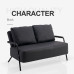 Black Card Seat Rent Apartment Living Room Minimal Iron Leather Double Sofa Black Card Seat Rent Apartment Living Room Minimal Iron Leather Double Sofa