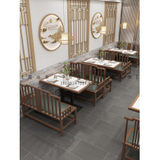 Customized New Chinese Style Restaurant With Wall Theme Dining Barbecue Hot Pot Tea Cafe Tables Chairs