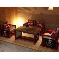 Iron Chair Table Sofa Seat Combination For Bar Cafe Restaurant Style 4