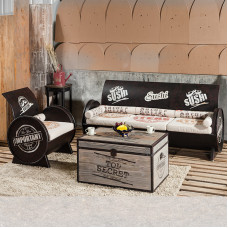 American Retro Barrel Style Chair Table Sofa Seat Combination American Retro Barrel Style Chair Table Sofa Seat Combination