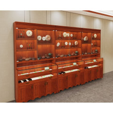 Vintage Wooden Jewelry Display Case with Jade Antiques Honey Wax Accessories Glass Middle Island