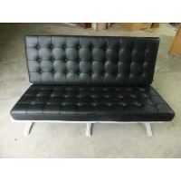 Barcelona Style Loveseat Two Seaters Sofa in Italian Leather and PU Leather