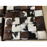 Tri-Color Pony Skin Leather Barcelona Ottoman Cushion Tri-Color Pony Skin Leather Barcelona Ottoman Cushion