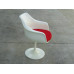 Tulip Chair With Arm With Red Cushion In White Fiberglass Exterior Shell Tulip Chair With Arm With Red Cushion In White Fiberglass Exterior Shell