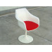 Tulip Chair With Arm With Red Cushion In White Fiberglass Exterior Shell Tulip Chair With Arm With Red Cushion In White Fiberglass Exterior Shell