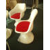 Tulip Chair Without Arm With Red Cushion In White Fiberglass Exterior Shell Tulip Chair Without Arm With Red Cushion In White Fiberglass Exterior Shell