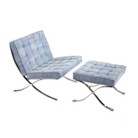 Fabric Barcelona Style Chair With Ottoman