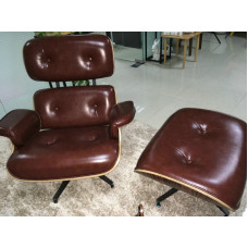 Coffee Brown Aniline Leather Classic Lounge Chair And Ottoman Of Taller Version With Tigerwood Coffee Brown Aniline Leather Classic Lounge Chair And Ottoman Of Taller Version With Tigerwood