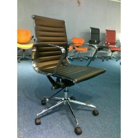 Reproduction Office Chair,Low Back Ribbed With Arms,Made In Pvc Leather