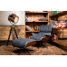 Classic Lounge Chair and Ottoman in Jean Fabric