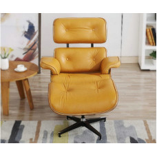 Light Tan Classic Lounge Chair And Ottoman In Italian Leather And Chestnut Light Tan Classic Lounge Chair And Ottoman In Italian Leather And Chestnut