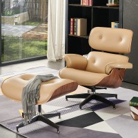 Eames Style Lounge Chair And Ottoman In Nappa Leather