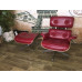 Red Aniline Classic Lounge Chair And Ottoman With Walnut Red Aniline Classic Lounge Chair And Ottoman With Walnut