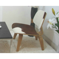 Reproduction LCW Plywood Dining Chair In Pony Skin Leather